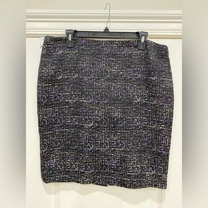 Ann Taylor factory petite wool blend skirt Black purple cream  Lined  Size 14P